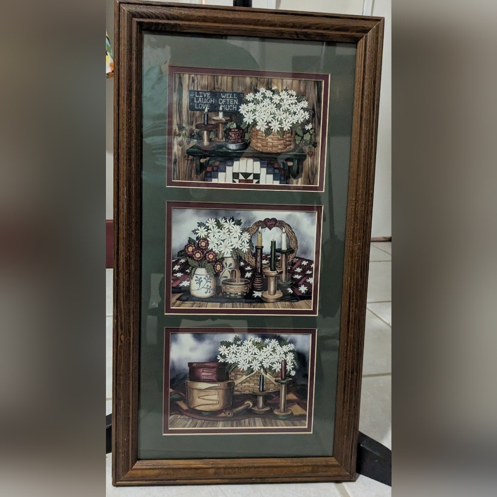 COUNTRY BASKETS CANDLES & CROCKS PICTURE LAURIE KORSGADEN MATTED FRAMED Wall Art